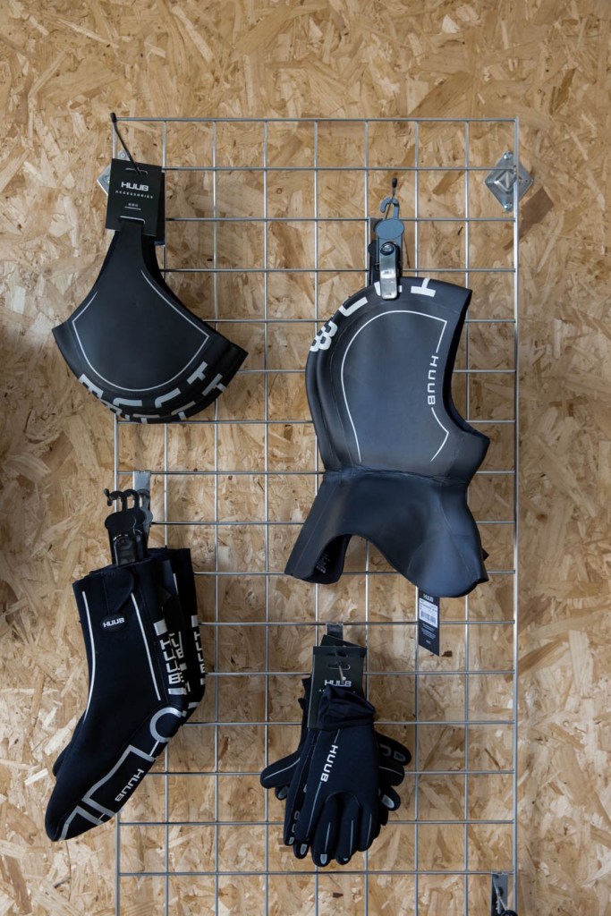 HUUB Neoprene accessory range on display in Peak Tri Store