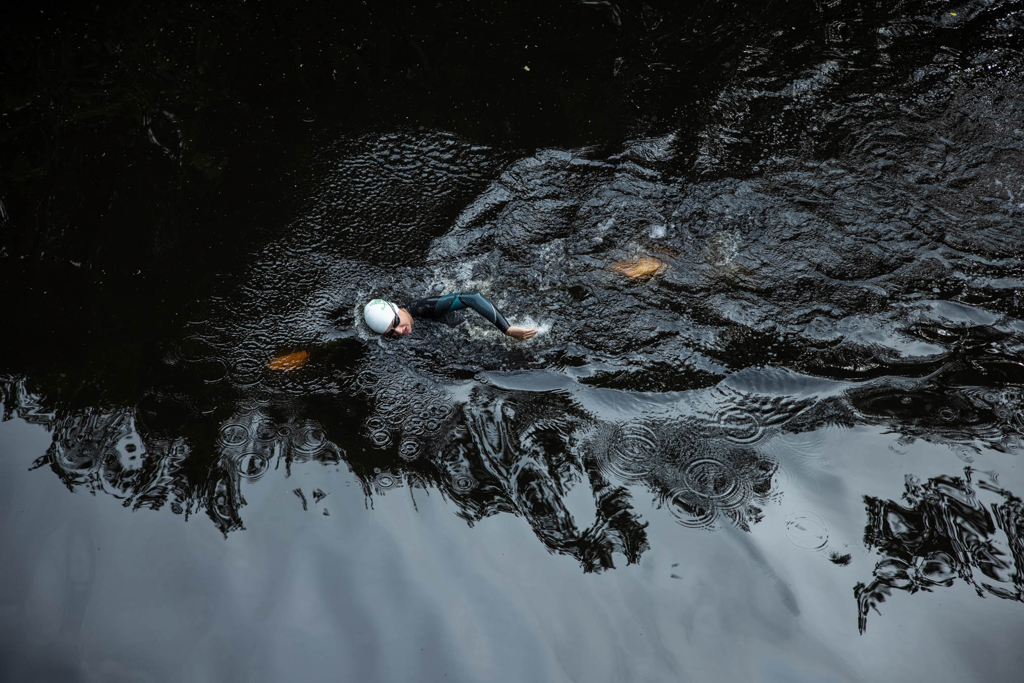 Emily open water swimming in an Orca wetsuit - Peak Tri Store